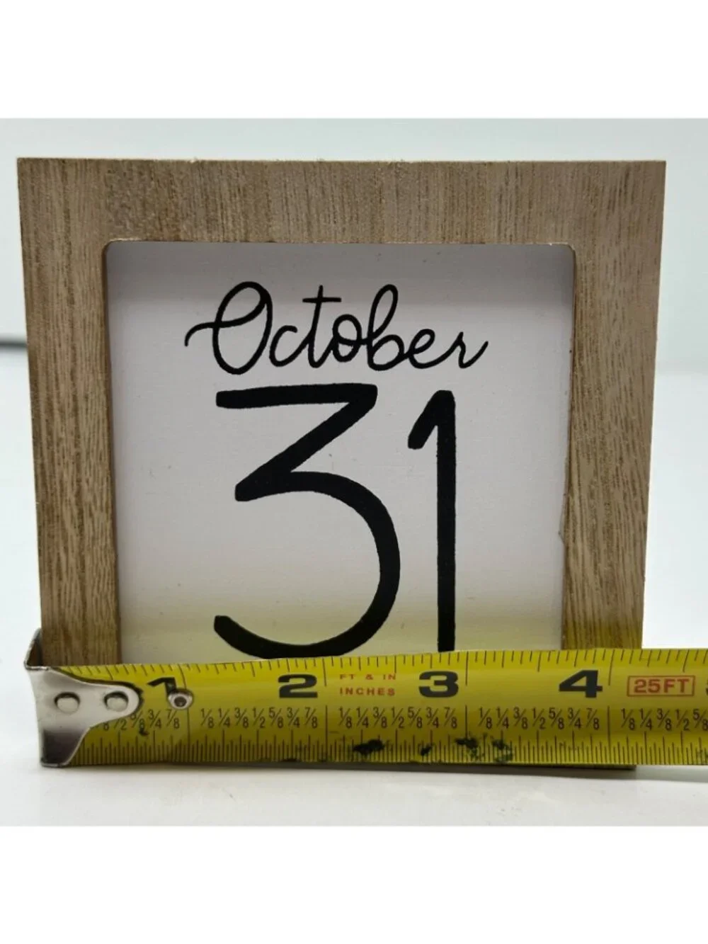 Halloween Mini Hanging October 31 Sign Wooden Frame Accent Rustic Black White